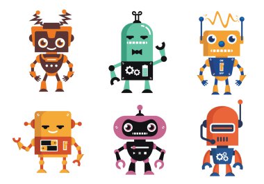 Komik Geek Robot Vektör İllüstrasyon