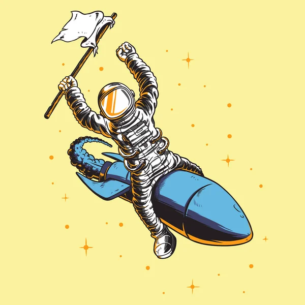 Astronautas carregam bandeira Vector Ilustração — Vetor de Stock