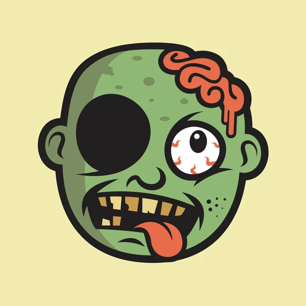 Crazy Zombie Head Vector Illustration — Stock Vector