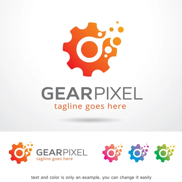 Gear Pixel Logo Plantilla Vector de diseño — Vector de stock