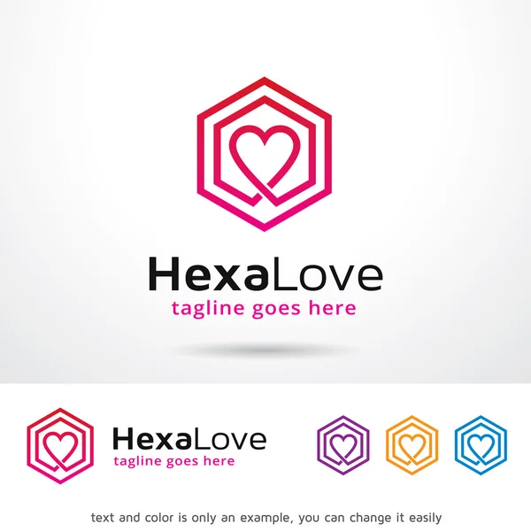 Hexa 사랑 로고 템플릿 디자인 벡터 — 스톡 벡터
