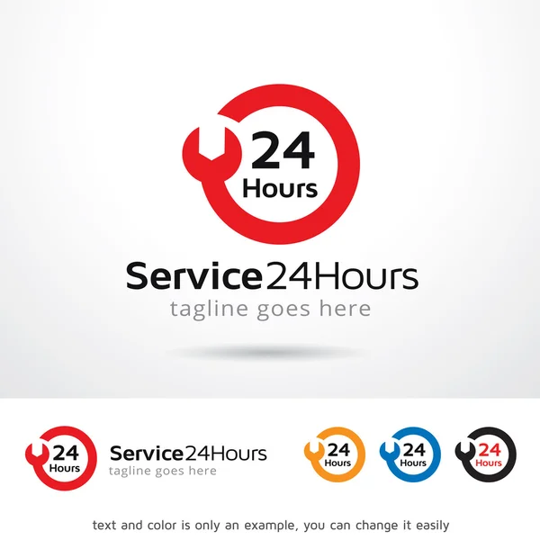 Servicio 24 Horas Logo Plantilla Diseño Vector — Vector de stock