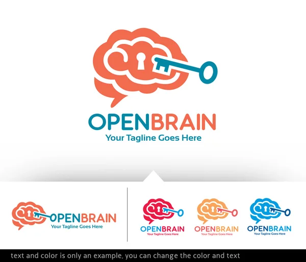 Open Brain Logo Template Design Vector — Stock Vector