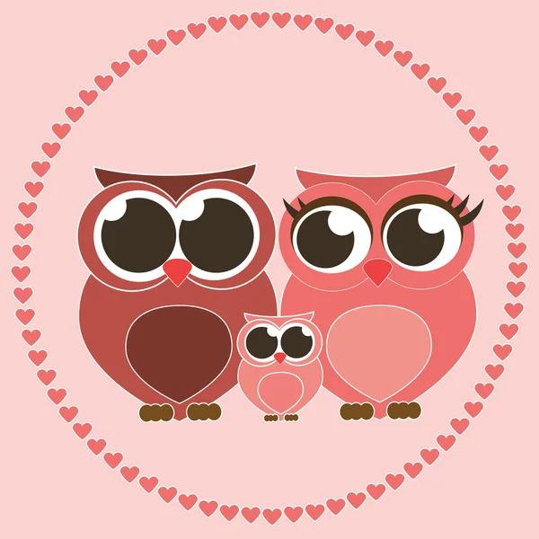 Happy family of owls vector — Stock Vector