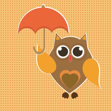 şemsiye vektör ile sonbahar baykuş