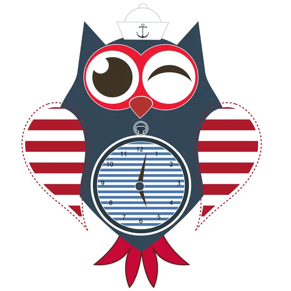 Maritieme uil klok vector — Stockvector