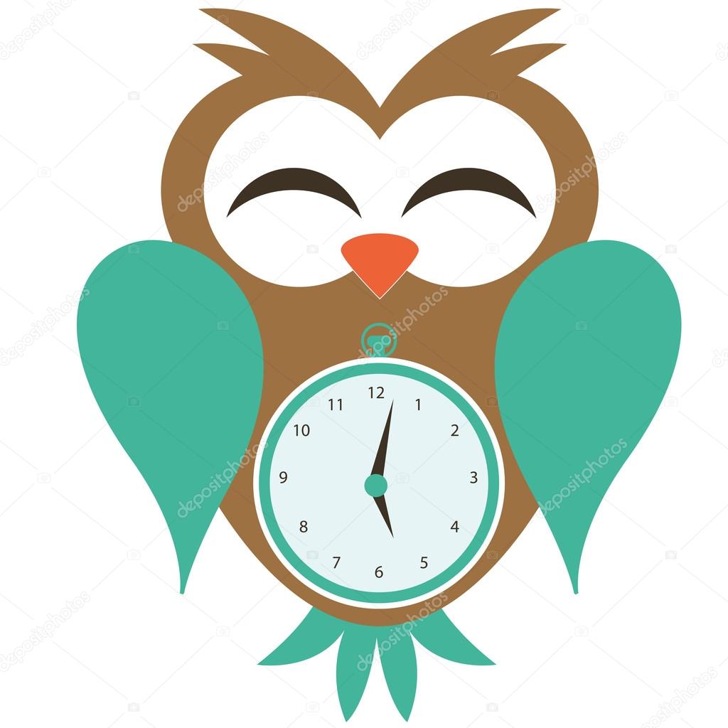 embarrassed owl clock vector