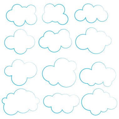 Bulutların üstünde beyaz arka plan vektör kümesi