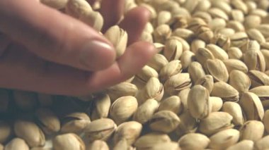 Antep fıstığı. 2 tekila. Yatay ve dikey pan. Yakın çekim.