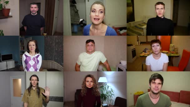 Kilenc Ember Kommunikál Távolról Videó Kapcsolaton Keresztül Otthonról Ezek Lehetnek — Stock videók