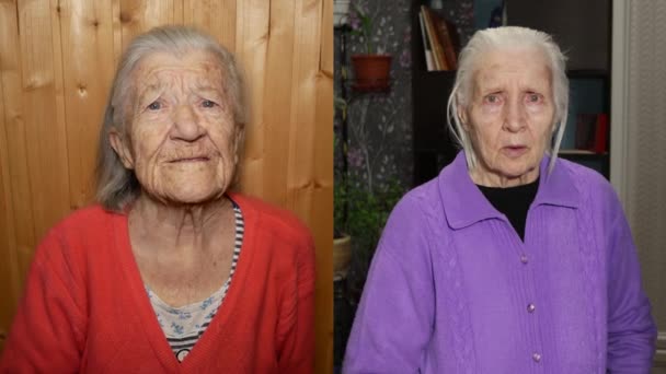 Evden Görüntülü Konuşma Büyükanne Evdeki Video Bağlantısıyla Iletişim Kuruyor — Stok video