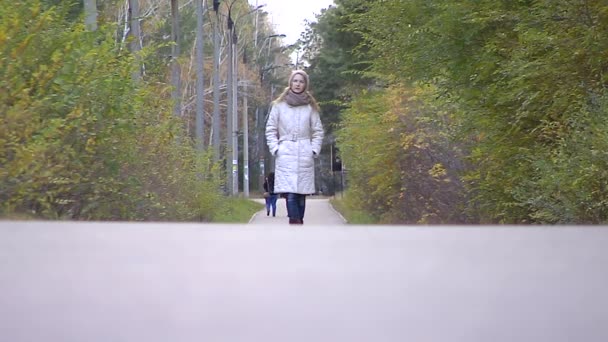 Caminhe no parque sozinho . — Vídeo de Stock