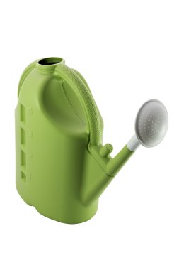 Yeşil plastik sulama kutusu beyaz arkaplanda izole. 