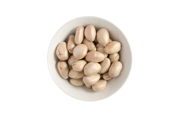 Raw Jackfruit seeds on a white bowl with isolated on white background. — Stock Photo, Image