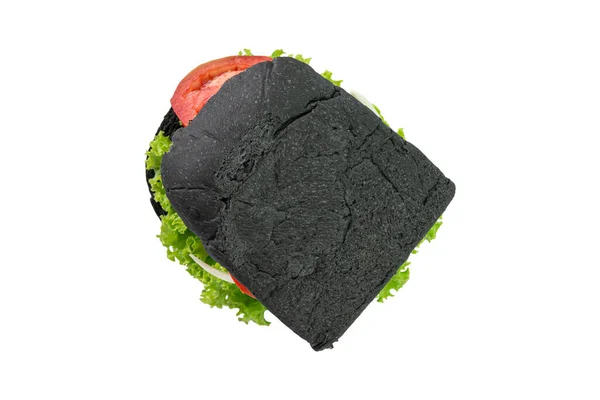 Bio Hausgemachte Sandwiches Holzkohle Schwarzbrot Isoliert Auf Weißem Hintergrund — Stockfoto