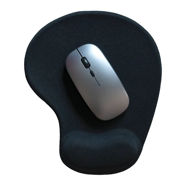 Mouse Computador Sem Fio Com Mouse Pad Isolado Fundo Branco — Fotografia de Stock