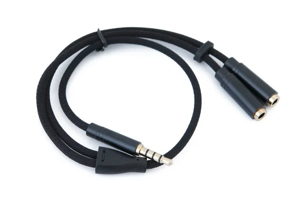 Conector Cable Audio 5Mm Divisor Auriculares Auriculares Audio Polos 5Mm —  Fotos de Stock