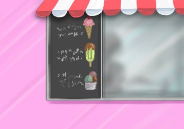 Pembe dondurma kamyonu sokak yemekhanesi illüstrasyonu 