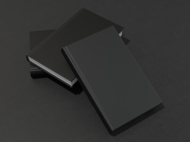 Bazı kitaplar ile siyah boş kapak