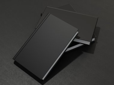 Bazı kitaplar ile siyah boş kapak