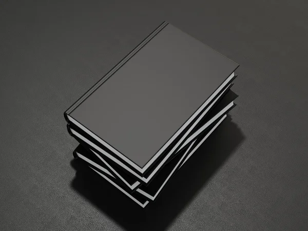 Några böcker med svart blank cover — Stockfoto