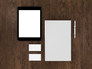 Kitap, tablet, kartvizit