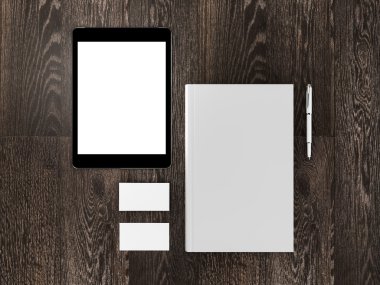 Kitap, tablet, kartvizit