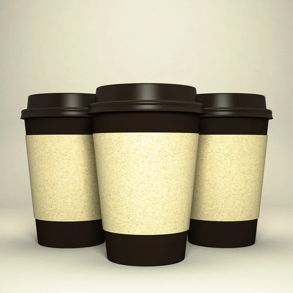 Drei Kaffeetassen aus Papier — Stockfoto