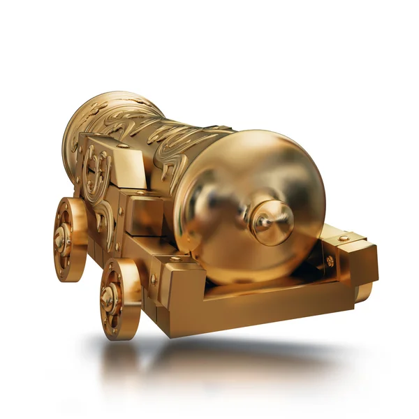 Illustration gold vintage cannon isolated — Stock Photo, Image