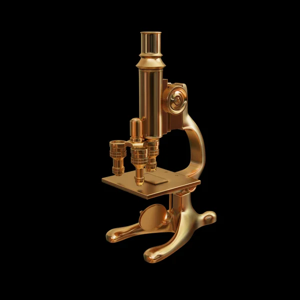 Ilustración microscopio antiguo dorado aislado — Foto de Stock