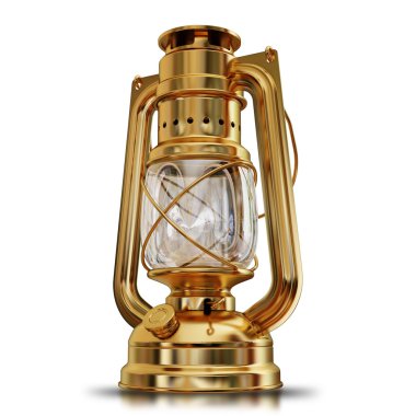 illüstrasyon izole bir altın antika gaz lambası