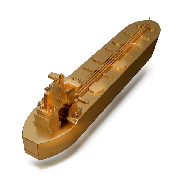 Illustration of a Gold toy big ship isolated — Stock Photo, Image