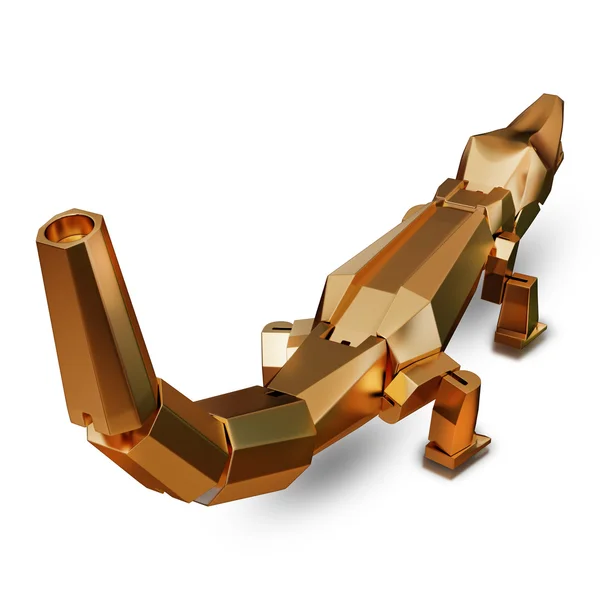 Illustration of a Gold toy crocodile isolated — Stock Photo, Image
