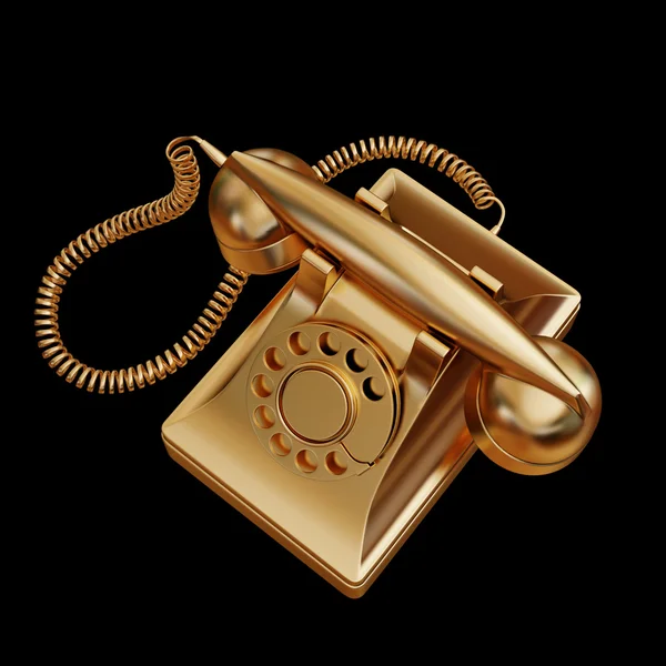 Ilustracja telefon retro złoto na białym tle — Zdjęcie stockowe