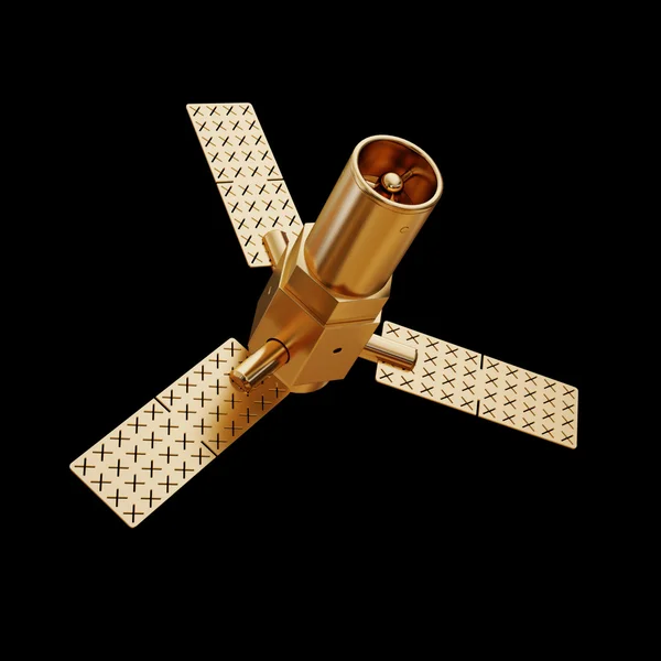 Illustration of a Gold toy Spacecraft Orbiting isolated — Stock Photo, Image