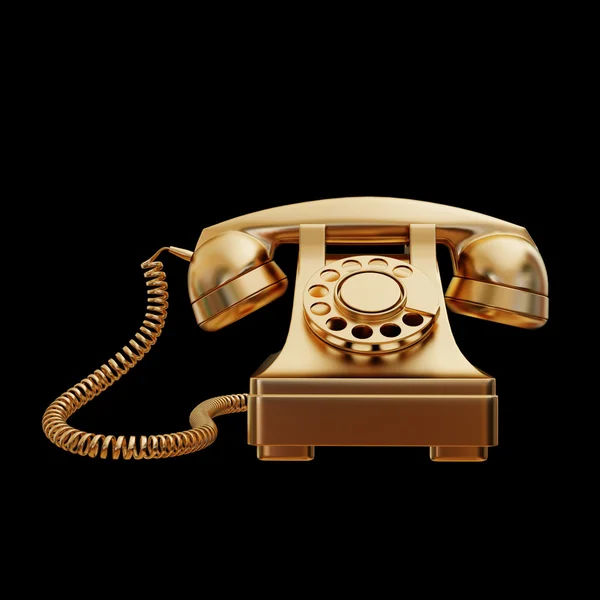 Ilustracja telefon retro złoto na białym tle — Zdjęcie stockowe