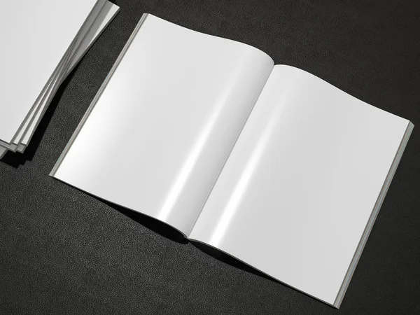 Rivista aperta a doppia pagina con pagine vuote — Foto Stock