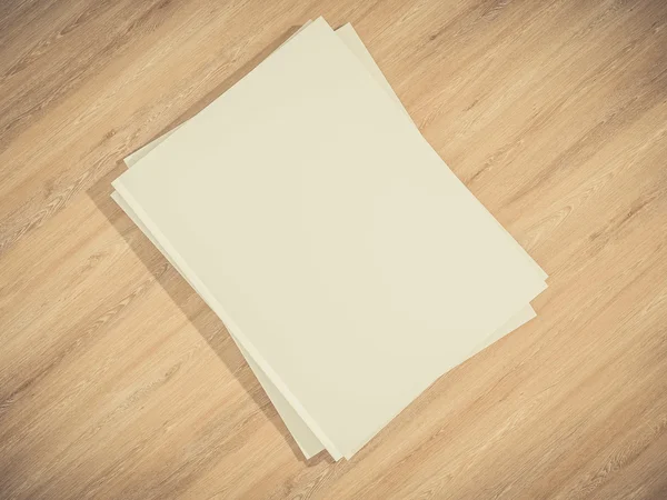 Copertina con pagina bianca bianca mockup su substrato in legno vintage — Foto Stock