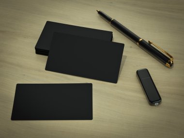 Kartvizit mockup ahşap arka plan üzerinde boş
