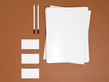 Kurumsal kimlik şablon mockup deri yüzey üzerinde