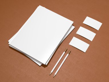 Kurumsal kimlik şablon mockup deri yüzey üzerinde