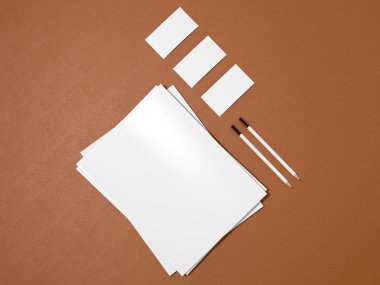 Kurumsal kimlik şablon mockup deri yüzey üzerinde