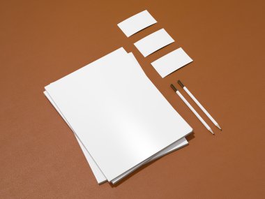 Kurumsal kimlik şablon mockup deri yüzey üzerinde
