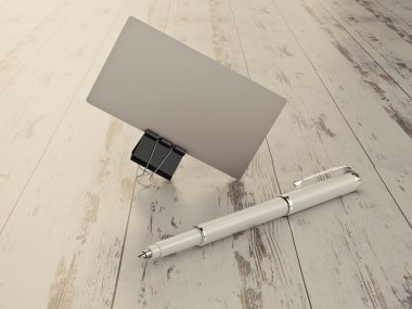 Kartvizit boş mockup vintage ahşap zemin üzerine