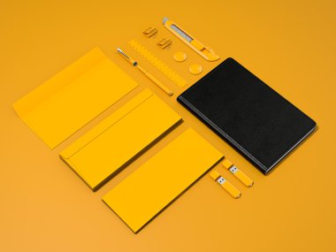 Sarı kurumsal kimlik mockup