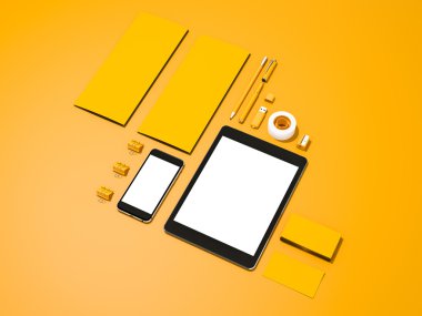 Sarı kurumsal kimlik mockup