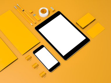 Sarı kurumsal kimlik mockup
