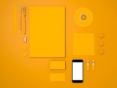 Sarı kurumsal kimlik mockup