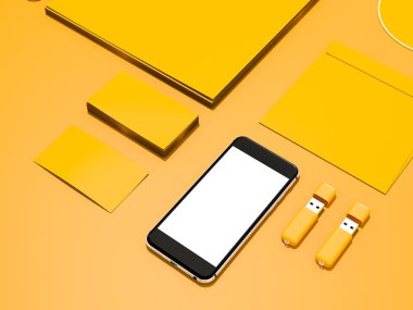 Sarı kurumsal kimlik mockup