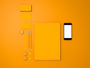 Sarı kurumsal kimlik mockup